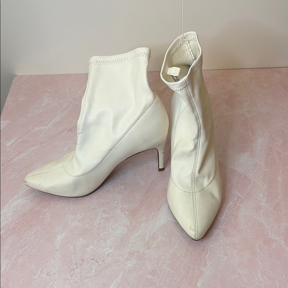 A New Day Cream Heeled Boots with Sleek Design